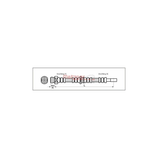 Metzger Bremsschlauch 4113315 FüR Mitsubishi Volvo, Vorderachse Links-image