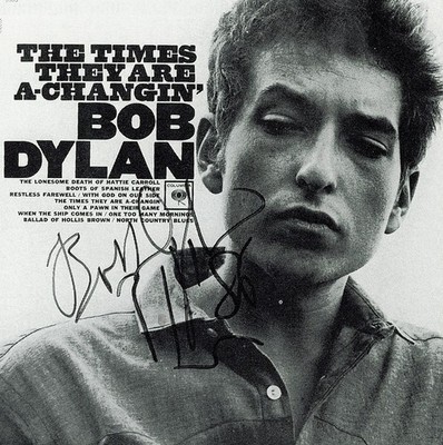 Bob Dylan signiertes ''Times A-Changin'' Foto - Pop / Folksänger 8''x8'' Nachdruck