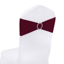 25 PCS Burgundy Spandex Chair Sashes with Buckle Slider for Wedding Decoration