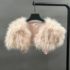 Boleros Women Genuine Ostrich Feather Fur Shawl Shrugs Emo Cooling Shawl H3