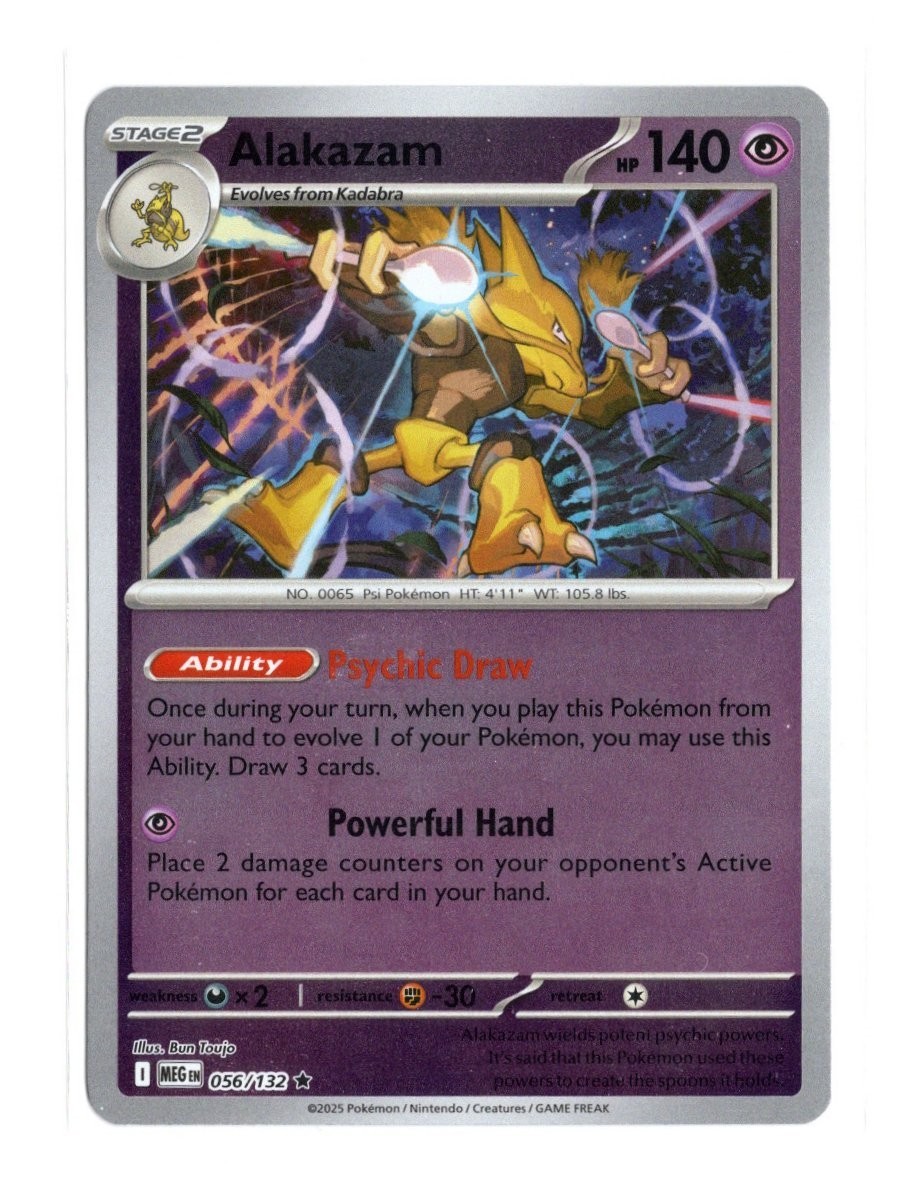 Pokemon Alakazam Me01: Mega Evolution 056/132 Reverse Holo TCG 2025