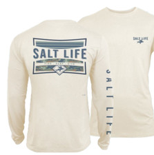 Salt Life Sky L/S UV30 Performance Tee M Natural Live Salty Saltlife NWT