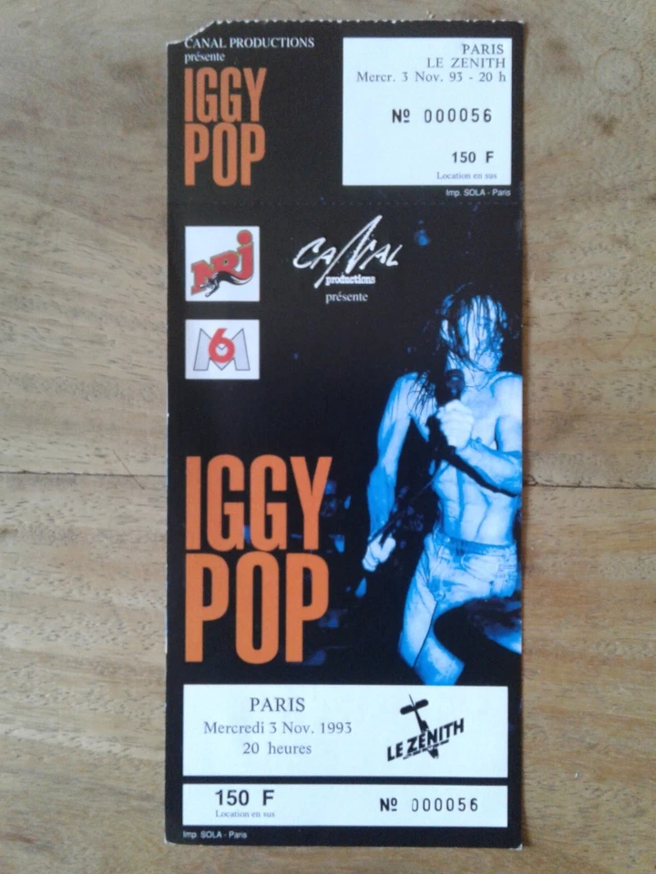 IGGY POP ticket complet avec souche concert de Paris le 3 novembre 1993 - Photo 3/3