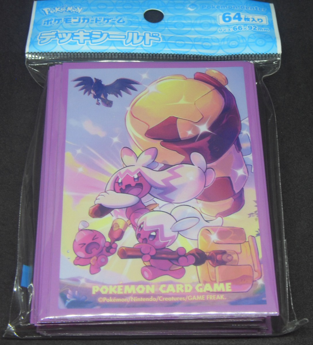 tinkaton card sleeves 60PCS Pokemon Tinkaton Card Sleeves Laser Shine Pink Cute Anime Girl PTCG Trading Cards Protective Case