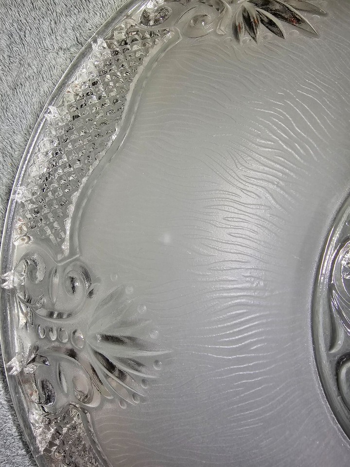 Vintage Ornate Frosted 14" Heavy Glass Art Deco Ceiling Light Shade