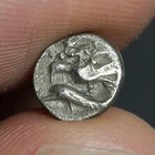 Ancient Greek Tiny Silver Coin 450BC Moesia Hemiobol Istros 7mm Eagle Dolphin