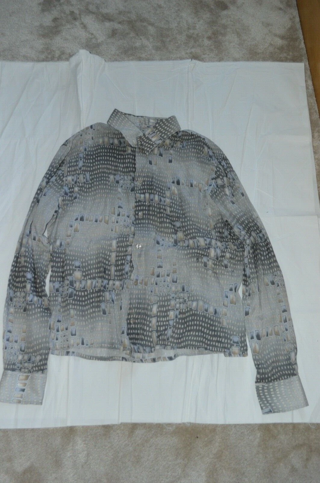 Camicia da uomo VJC Versace jeans couture astratto grigio trasparente bottoni aderente S M