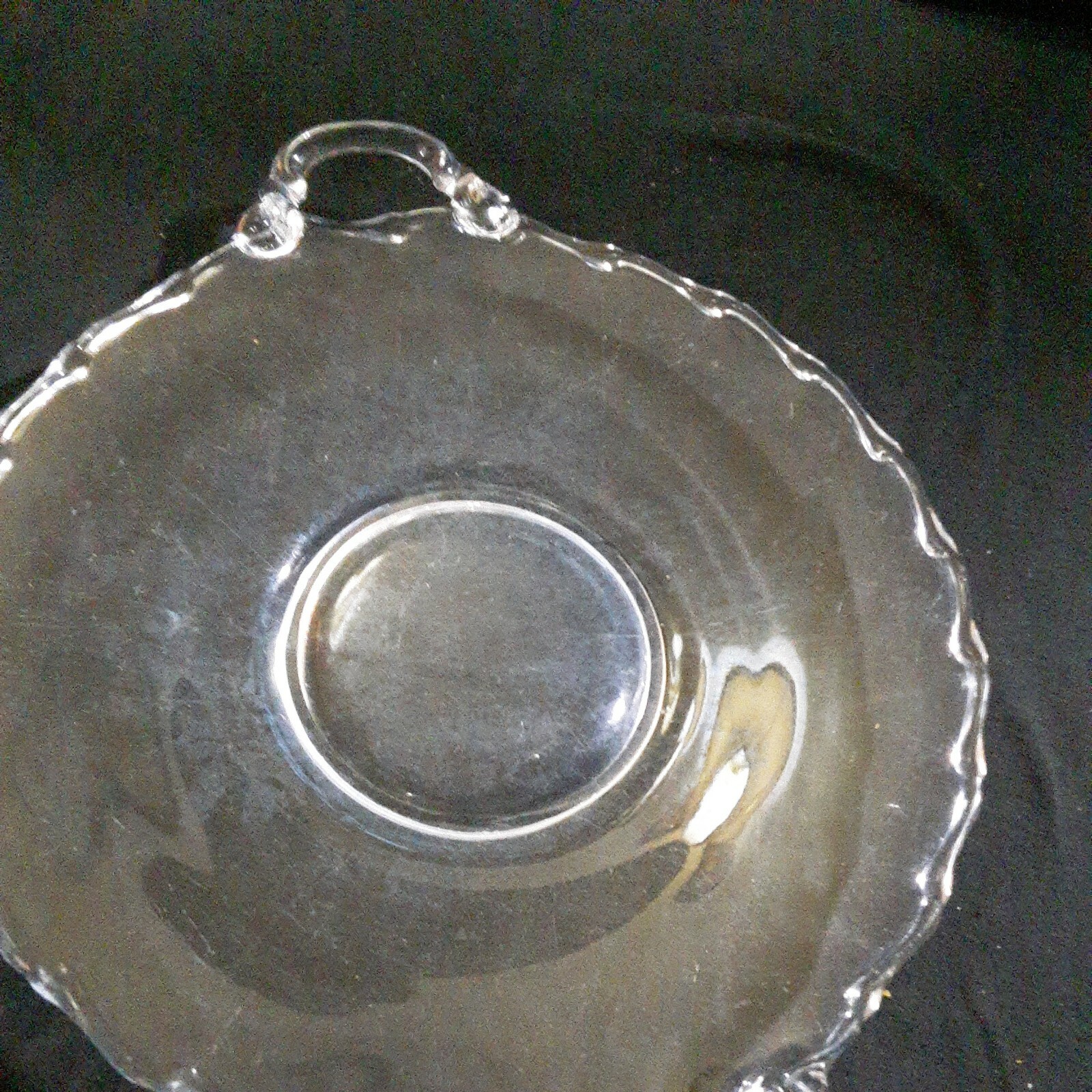 Vintage Federal Fostoria Clear Glass Dual Handle serving dish tid bit plate