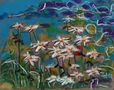 ORIGINAL Flower Landscape Pastel Painting JMW art John Williams Expressionism