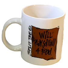 Softball Split Tee "Will Play Softball" 4 Food" Coffee Mug Tea Cup Humurous