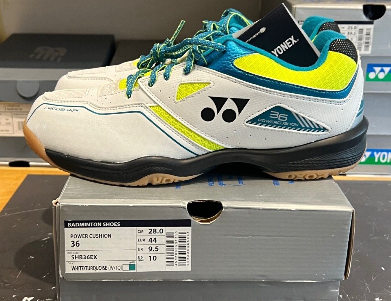 Мужские кроссовки для бадминтона Yonex Power Cushion 36 бирюзового цвета US7510 NWT SHB36EX 18090₽