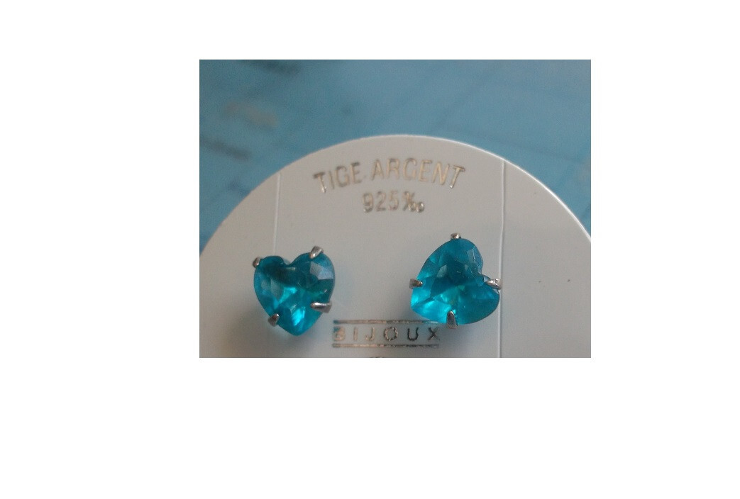 Boucles D'oreilles Puces En Argent 925 - Cristal Bleu - Garanti Sans Nickel - Neuf Avec étiquettes