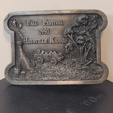 Haysville KS Belt Buckle 1991 FALL FESTIVAL-Wagon/Pumpkins 83 of 1000 Siskyou