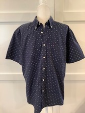 Tommy Hilfiger Men  s Short Sleeve Shirt Navy/Red/White Print Size Medium