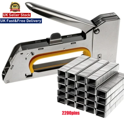 2 IN 1 HEAVY DUTY STAPLE GUN TACKER UPHOLSTERY STAPLER WITH 2200 NAILS