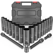 20 PC 1/2" Dr Deep Impact Socket Set Metric MM Drive Impact Wrench Sockets Kit