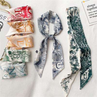 Handbag Initial Handle Ribbon Scarf, Purse Scarf, Band Hair, Neckerchief Scarf N