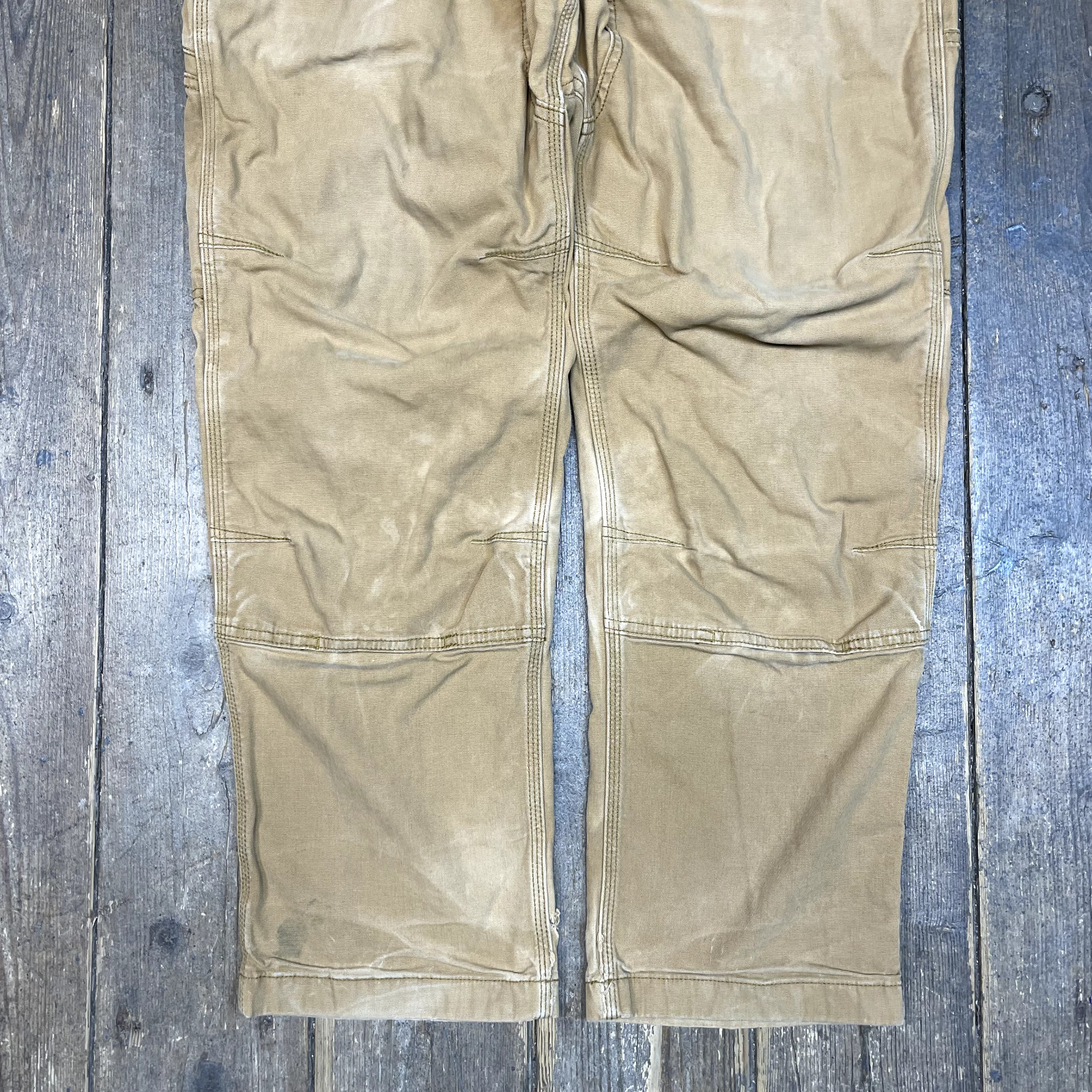 Carhartt Trousers Denim Double Knee Y2K Workwear Pants, Beige, Mens 36" image 2