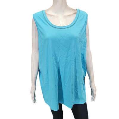 CST Sport Womens Sleeveless Everyday Tank Top 3X Plus Size Blue Modern Shirt