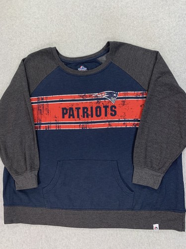 New England Patriots Majestic Sideline Football Sweatshirt (Women's XXL) Blue