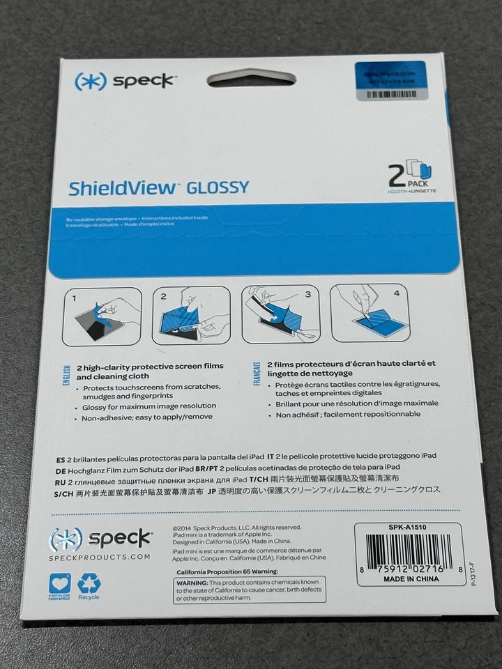 Speck Shieldview - GLOSSY - 2-PACK for iPad Mini/2/3 - NEW/SEALED Package - Image 2 of 3