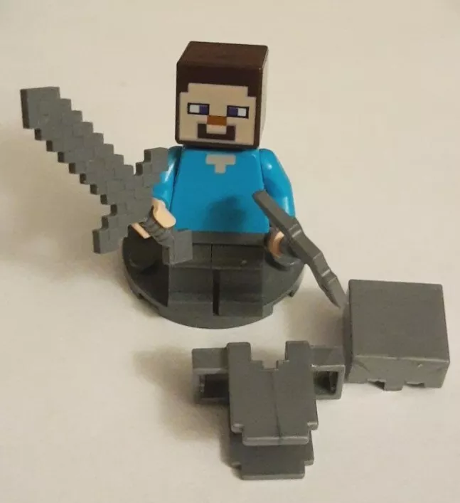 LEGO Minecraft Minifigures (LOT of 2) Steve With Iron Armor, Picaxe And  Sword