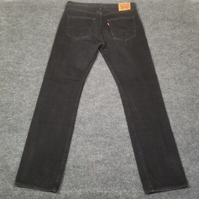Levi's Mens Jeans 501 Straight Fit Button Fly Black Wash Denim