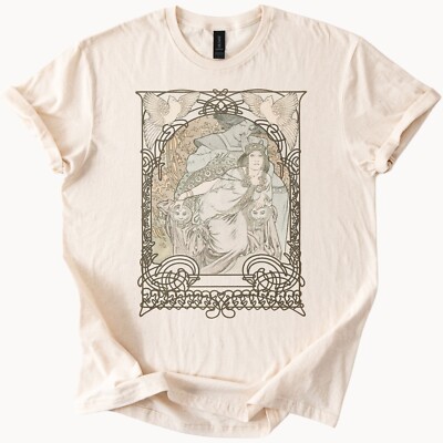 Art Nouveau Shirt Medieval Queen Graphic Shirt Vintage Aesthetic Cotton Tee