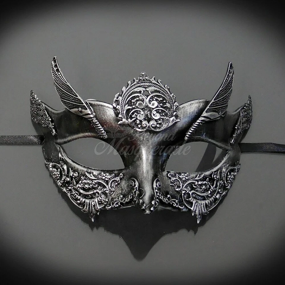 Couple's Masquerade Masks |Roman Masquerade Masks Chrome/Silver - Image 3 of 4