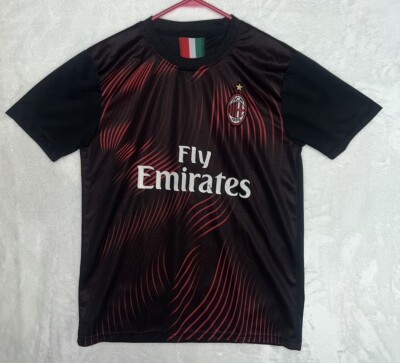 AC Milan ACM Fly Emirates Jersey Shirt Soccer Mens Medium Black