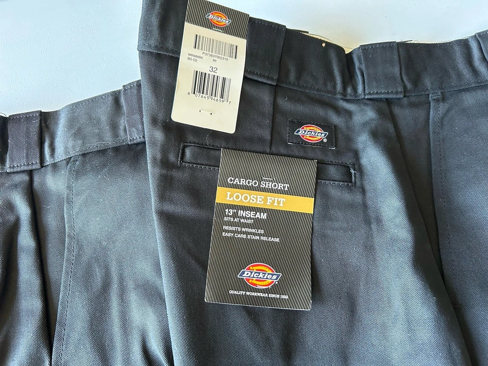 Dickies Cargo Black Loose Fit Shorts 13 Inch Inseam 32 In Waist New Lot Of 2 Foto 3 de 4