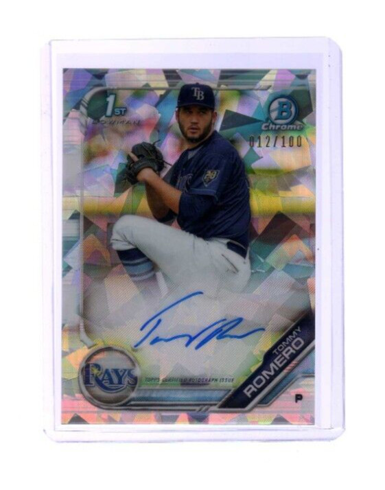 2019 Bowman Chrome ... Tommy Romero Atomic Refractor Auto #12/100 ... Rays