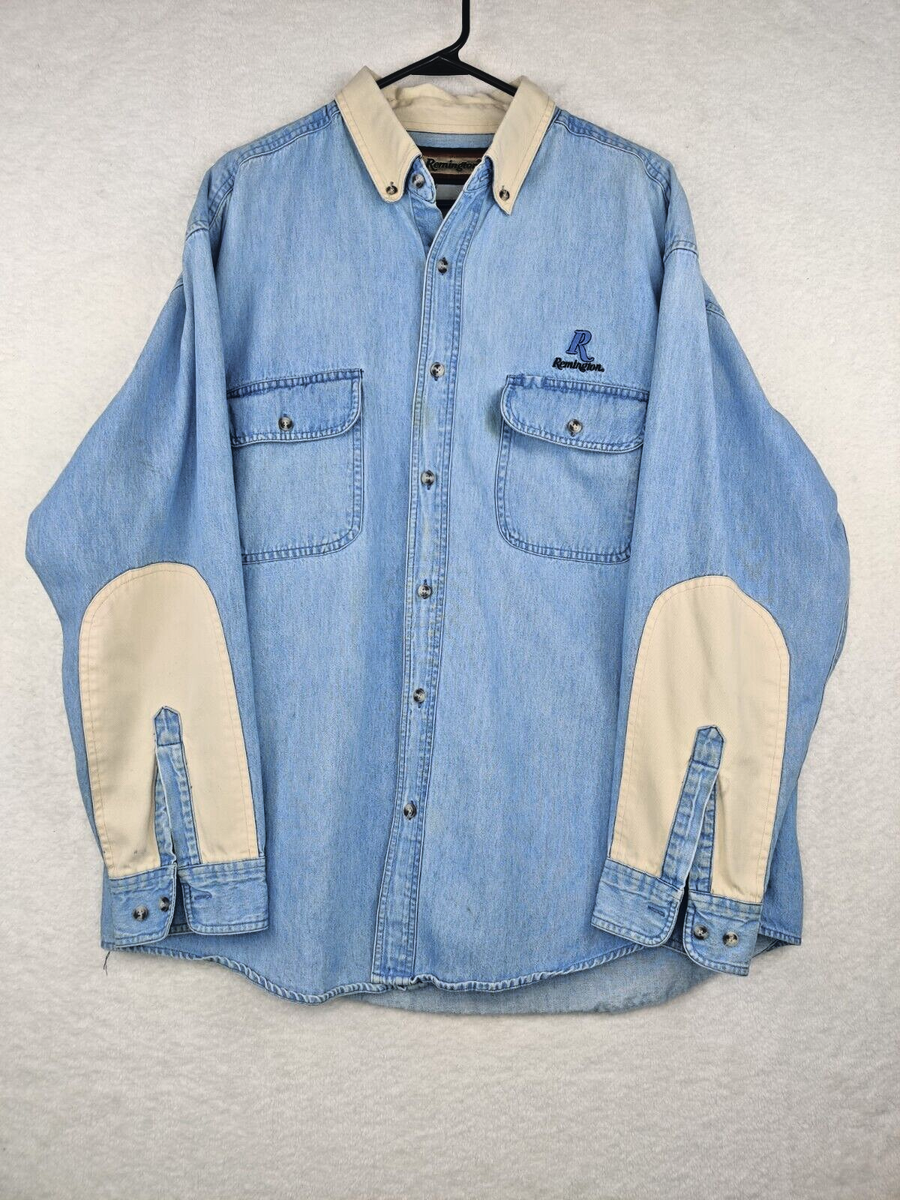 Vintage Remington Men's XXL Blue Denim Shirt Outdoors