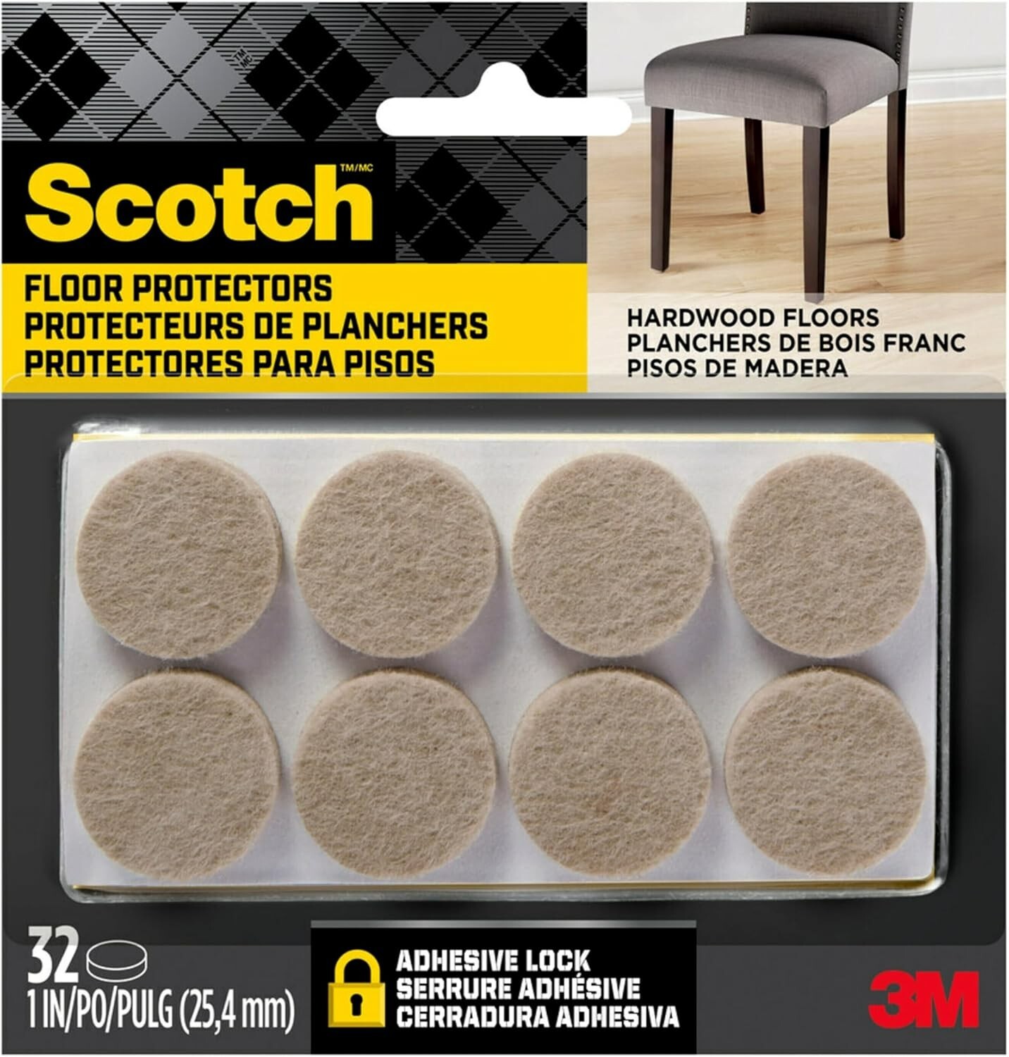Scotch Felt Pads 32 PCS Beige, Felt Furniture Pads for Protecting Hardwood Floor