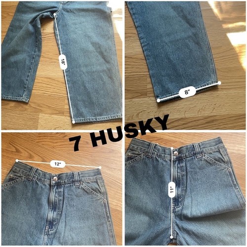 Arizona Jeans Co Carpenter Jeans Denim Boys Size 7 & 7X Husky adjustable waist - Picture 10 of 13