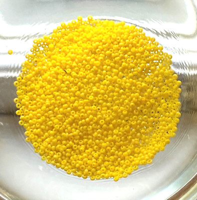 Antique Italian Micro Seed Beads-18/0 Rich Medium Corn Yellow Opaque-4g bags