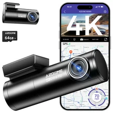 AZDOME 4K+1080P Dash Camera GPS 5GHz WiFi Parking Mode Night Vision 64GB SD Card