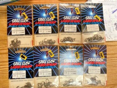 EAGLE CLAW 8 PACKS OF ASST HOOKS new in pack