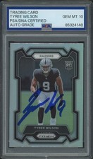 TYREE WILSON SIGNED 2023 PANINI PRIZM ROOKIE RC CARD--GEM MINT 10 AUTO--PSA/DNA