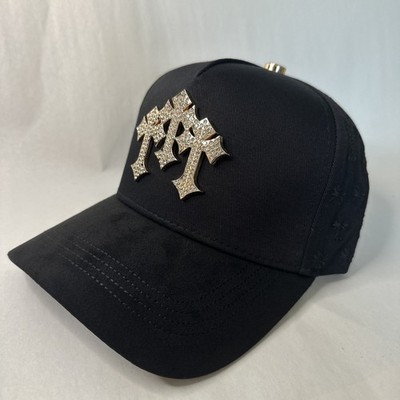 Gold Triple Cross El Barbas x CT Corridos Tumbados Hat   Suede Style Brim   NEW