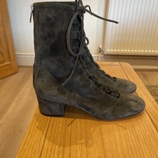 Gianvito Rossi Delia Women's Lace-Up Ankle Boots Dark Green Suede SIZE - 37.5.