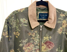 Abercrombie & Fitch Floral Tapestry Zip Jacket Men’s Medium Green Cord Collar