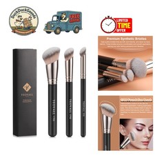 Elegant 3PCS Angled Synthetic Kabuki Brush Set for Flawless Makeup Application