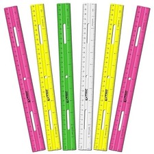 Plastic Rulers 12 Inch, Rulers Bulk for Classroom Assorted Colors 6 Count Metric
