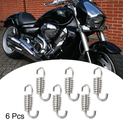 6 Stück Motorrad Schalldämpfer Auspuffrohr Feder 43mm 1.69'' Silber Ton