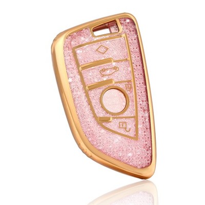 OFF WE GO for BMW Key Fob Cover, Soft TPU Full Protection 2*1*0.5, Pink 