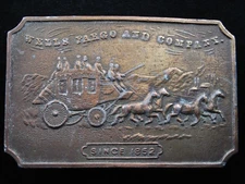 RH15109 VINTAGE 1970s **WELLS FARGO AND COMPANY SINCE 1852** BELT BUCKLE