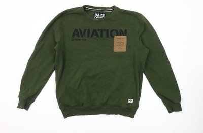 Bare Denim Herren Grün Aviation Pullover Sweatshirt L