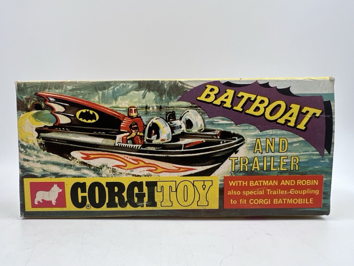 Vintage Corgi Toys Batmobile and Batboat Batman Robin Figures 1:64