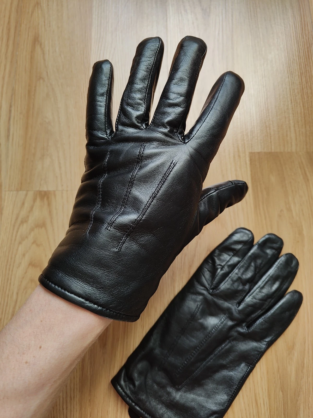 M&S Men's Leather Gloves Black Winter Touch Screen Warm Thinsulate Driving M